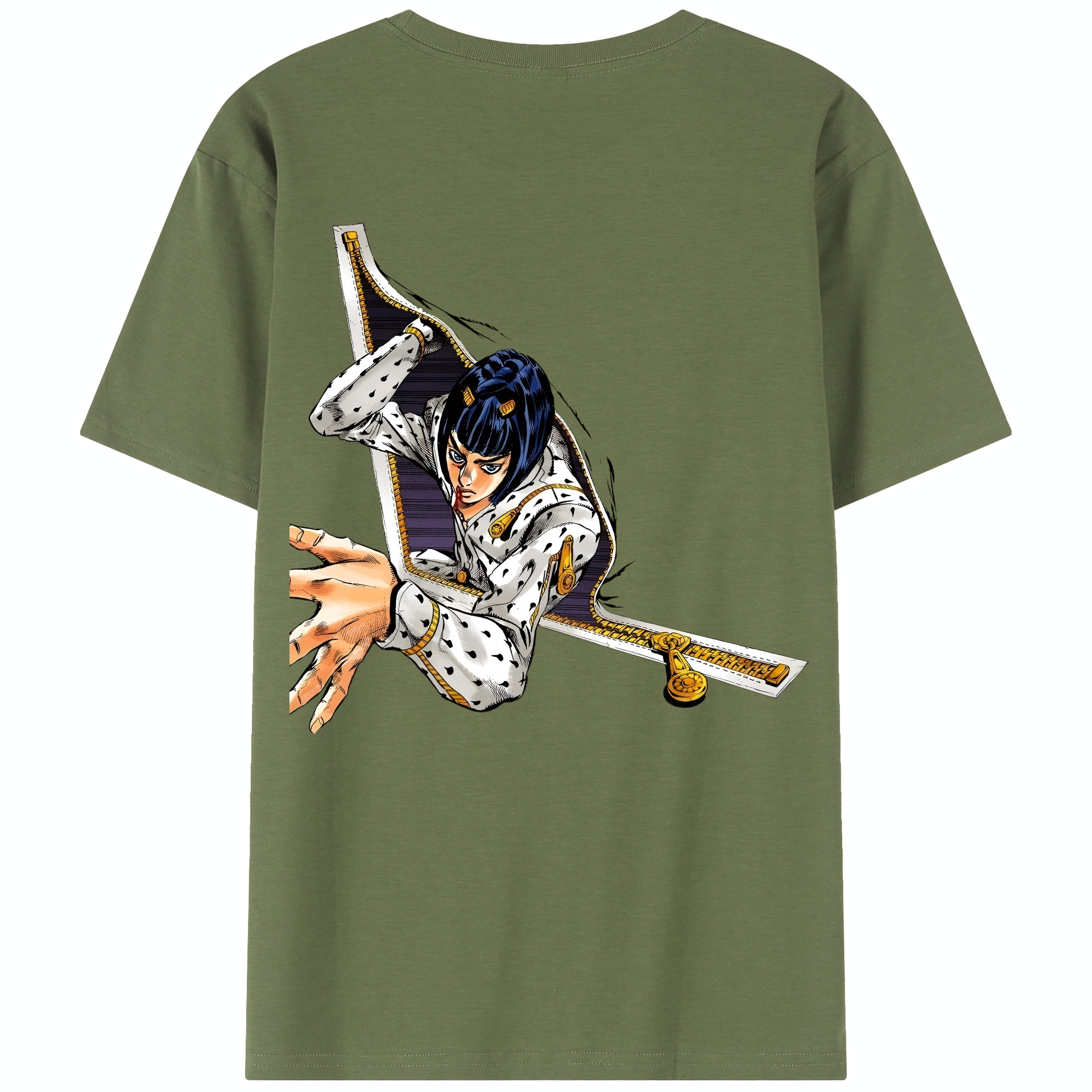 （画像用） ジョジョの奇妙な冒険 ブローノ?ブチャラティ JoJo's Bizarre Adventure Bruno Bucciarati 綿100％半袖Tシャツ（背面プリント）